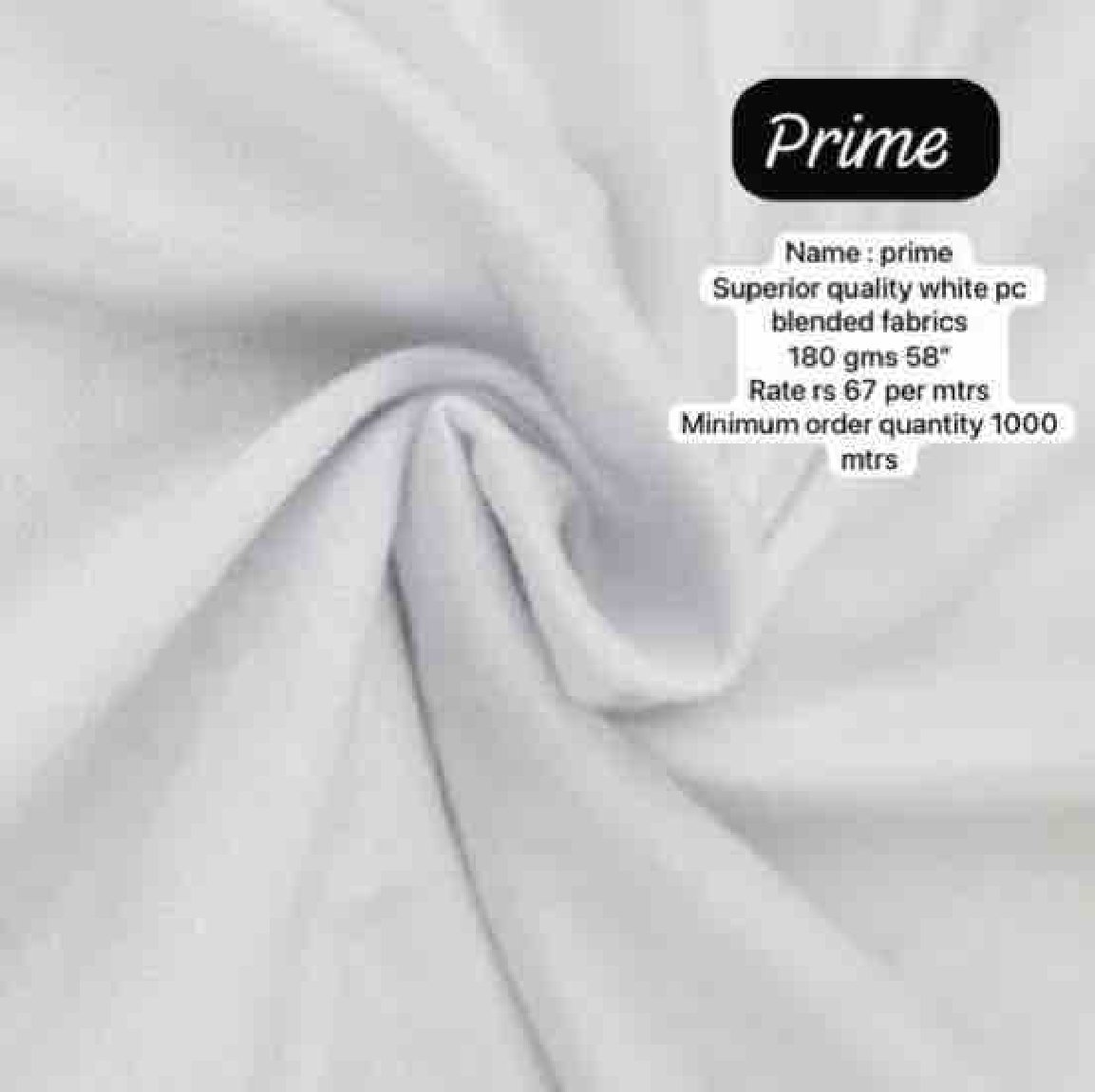 Prime White PC Blended Fabric